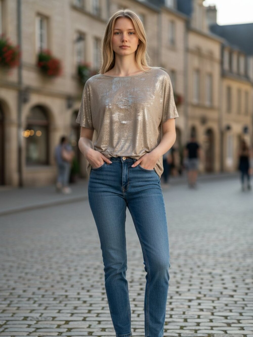 NWT Shimmer metallic scoop neck gold toned textured sleeveless blouse 1X